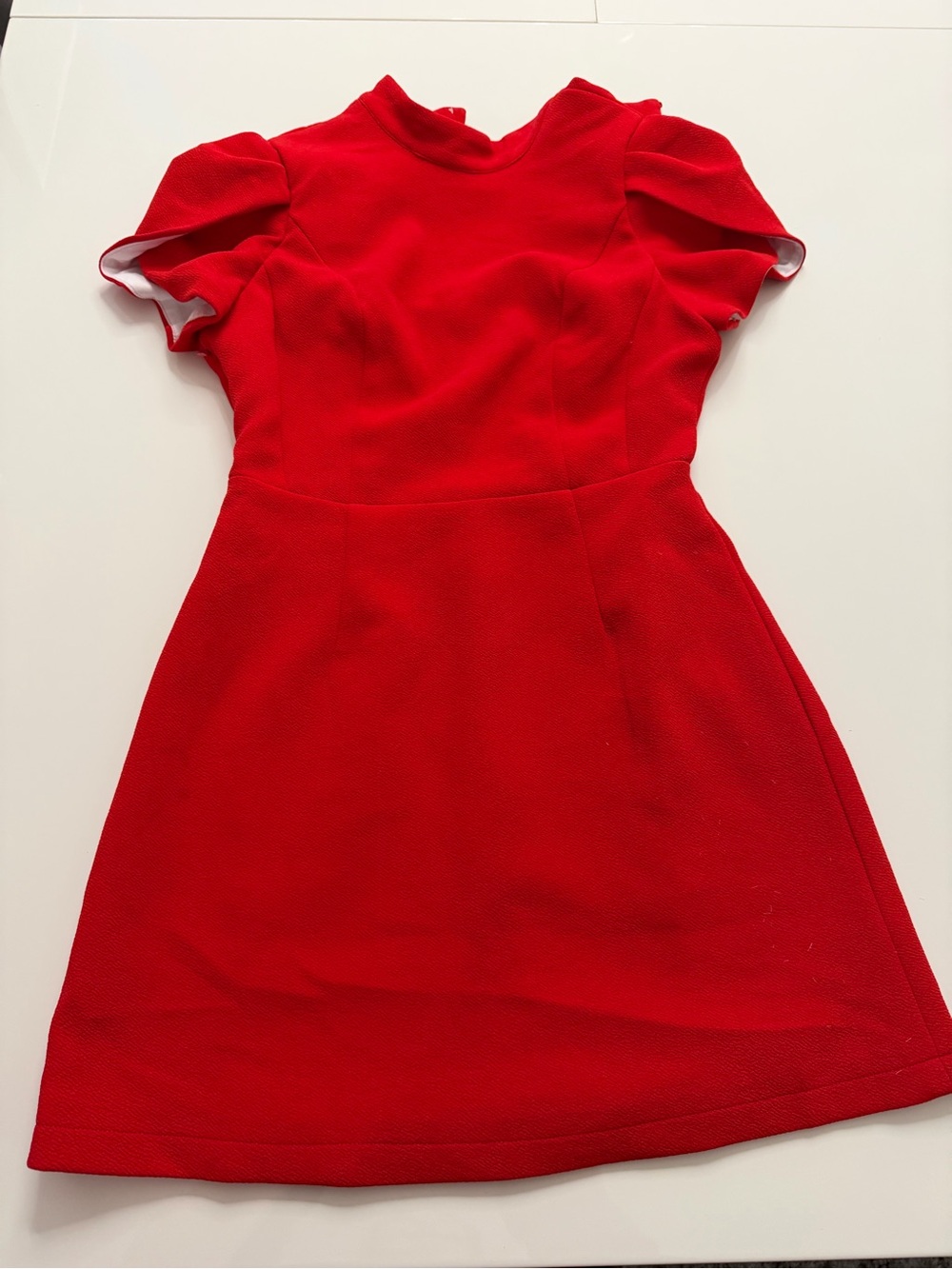 Bright Red Girls' A-Line Dress with Flutter Sleeves